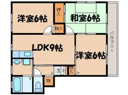 クレアシオン海田(3DK/1階)の間取り写真