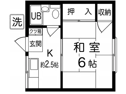 エメロード石川(1K/2階)の間取り写真