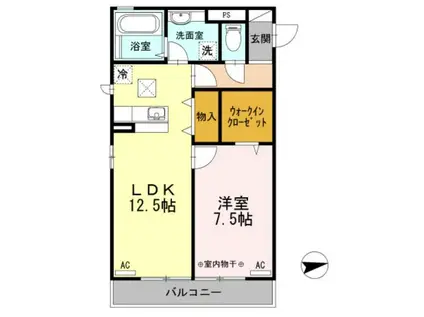 MDPマンション矢巾 B(1LDK/1階)の間取り写真
