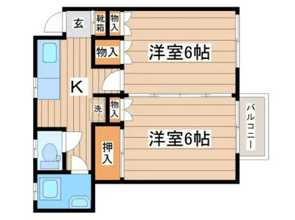 ロアール神明(2K/1階)の間取り写真