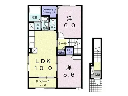 シャルール A(2LDK/2階)の間取り写真
