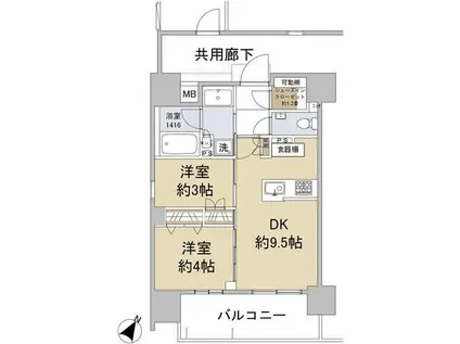 グローリオコンフォート文京本駒込(2DK/8階)の間取り写真