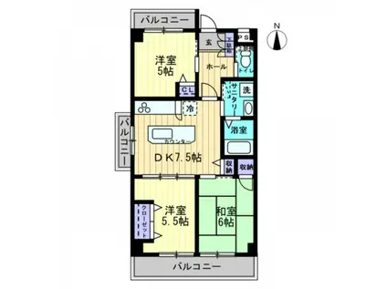 モアガーデンII(3DK/3階)の間取り写真