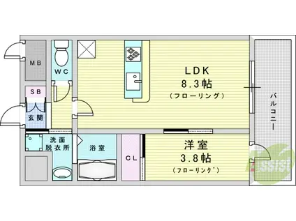 エスリードレジデンス梅田グランゲート(1LDK/6階)の間取り写真