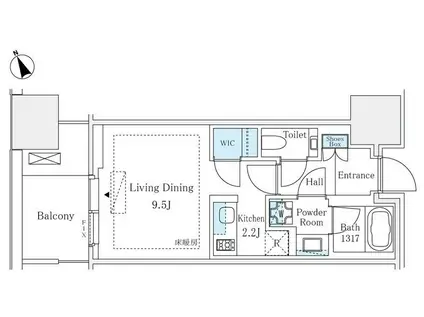 麻布台ヒルズレジデンスB(ワンルーム/10階)の間取り写真