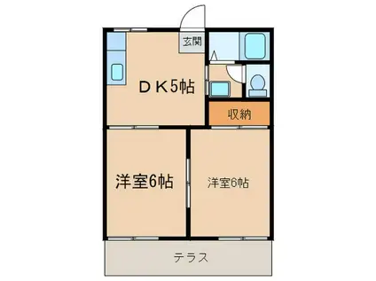 タウン下林A(2DK/1階)の間取り写真