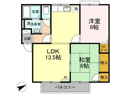 スティブルB棟(2LDK/2階)の間取り写真