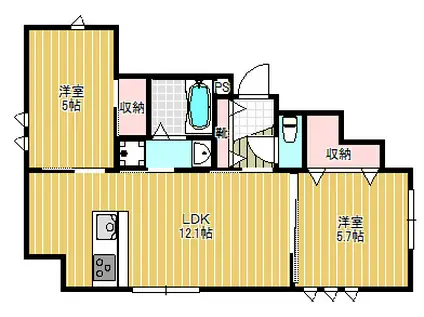 AERIAL(2LDK/2階)の間取り写真