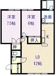 ラディス(2LDK/1階)の間取り写真
