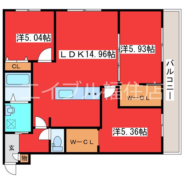 GEレジデンスFUKUZUMI(3LDK/3階)の間取り写真