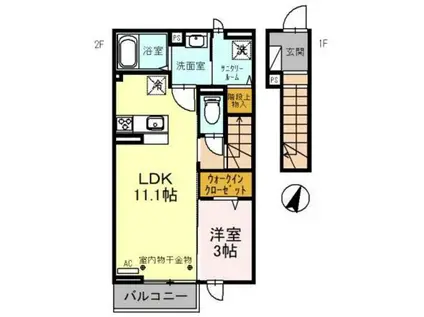 PREMIERE(1LDK/2階)の間取り写真