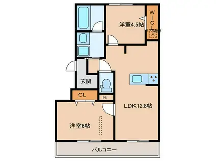 D-RESIDENCE荘園A(2LDK/1階)の間取り写真