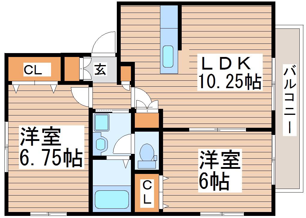 アミティエI番館(2LDK/1階)の間取り写真