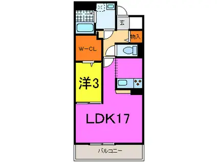 ヴァン エステート北在家(1LDK/3階)の間取り写真
