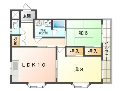ハイツ北口(2LDK/2階)の間取り写真