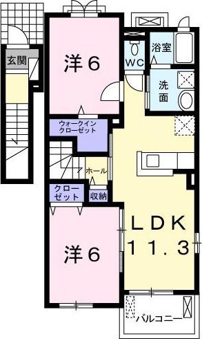メゾン・シャーンス I(2LDK/2階)の間取り写真