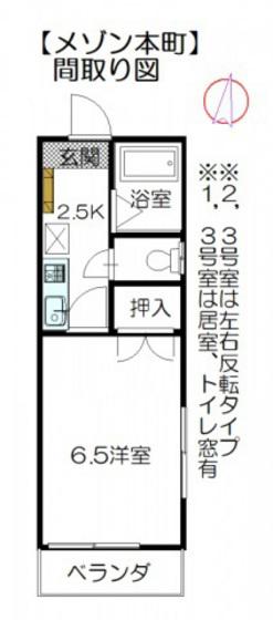 メゾン本町(1K/2階)の間取り写真