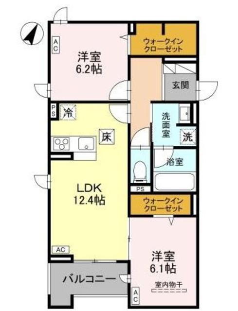 ラ・グリシーヌ・レーブ(2LDK/1階)の間取り写真