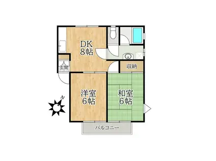 SKコーポII(2DK/1階)の間取り写真