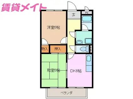 エーデルハイムモリ(2DK/1階)の間取り写真