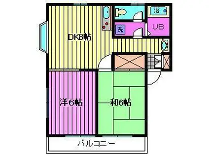 エクシアコマノ第4(2LDK/2階)の間取り写真