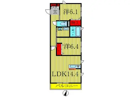 J.D.FORTII(2LDK/2階)の間取り写真