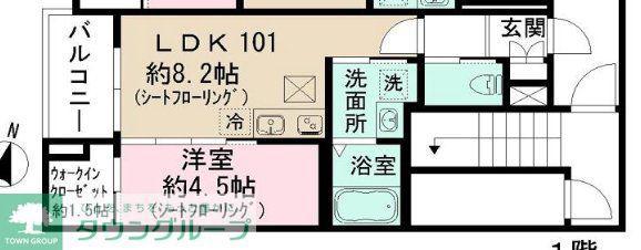 東京都練馬区上石神井南町計画(1LDK/1階)の間取り写真