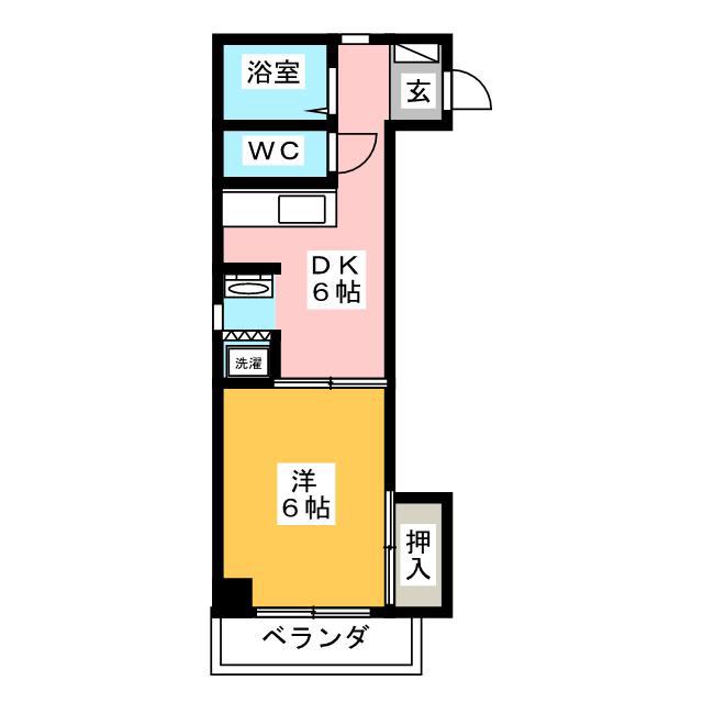 ラフォーレ岐阜(1DK/3階)の間取り写真