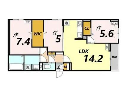 マーレ・カルモ(3LDK/3階)の間取り写真