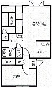 FOREST HEIGHTS B(2LDK/1階)の間取り写真