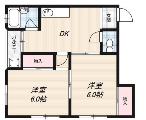 ハイツユート(2DK/3階)の間取り写真