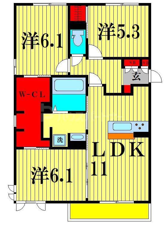 フロレスタセントラルパーク(3LDK/3階)の間取り写真