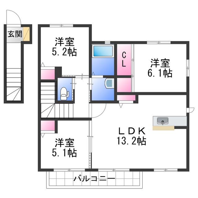 ガーデンハイツ(3LDK/2階)の間取り写真