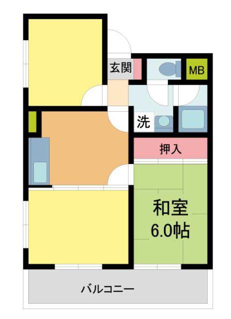 ベルメゾン香櫨園(3DK/2階)の間取り写真