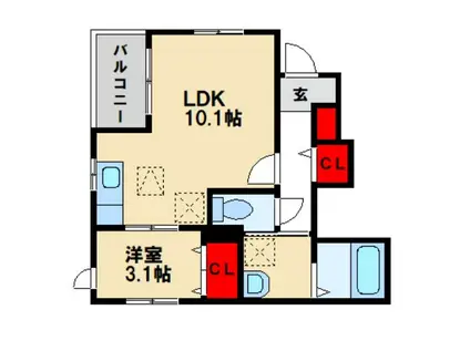 アルカンシェル吉田(1LDK/1階)の間取り写真