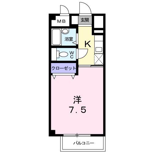アクシスII(1K/2階)の間取り写真