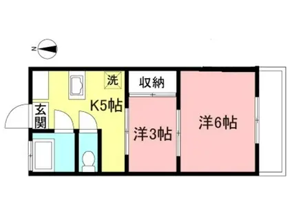 コーポタキシマII(2K/2階)の間取り写真