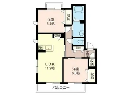 サンパティーク(2LDK/3階)の間取り写真