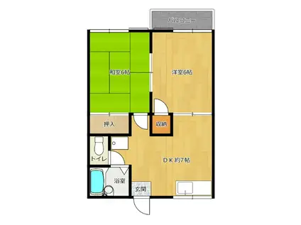 サンバレー鹿嶋(2DK/2階)の間取り写真