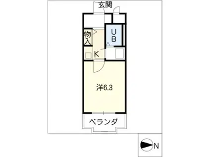 ジュネス原(1K/3階)の間取り写真