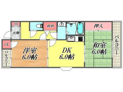 パークヒルズ津田(2DK/2階)の間取り写真