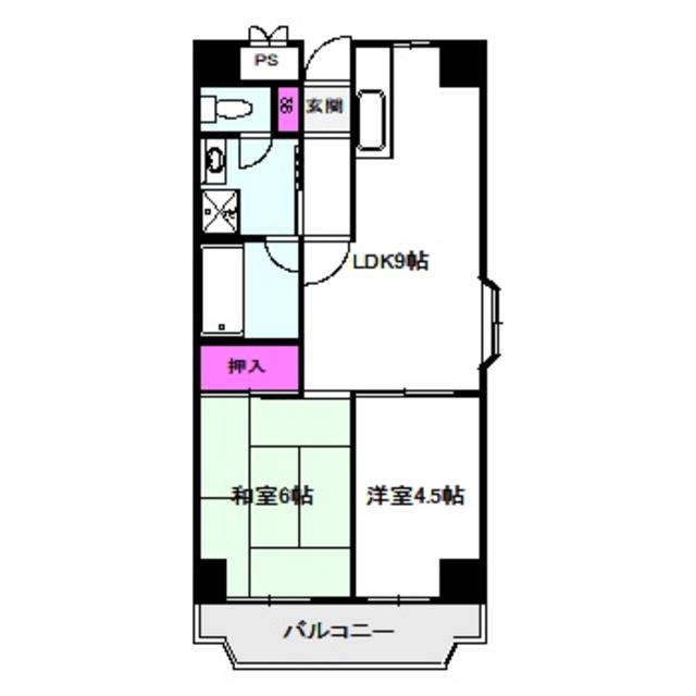 日宝ライフ放出西(2LDK/4階)の間取り写真
