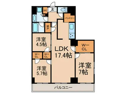 ザケンジントンレンジデンスときわ台(3LDK/3階)の間取り写真