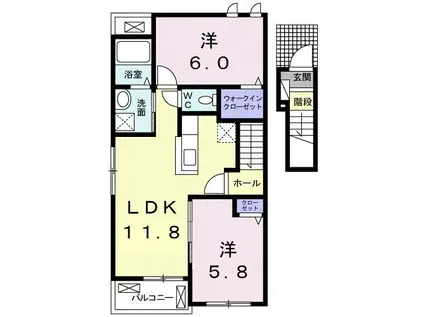 リナリア II(2LDK/2階)の間取り写真