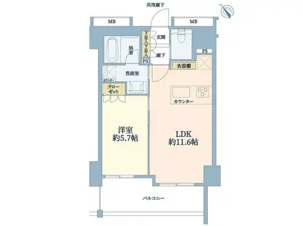 シェフルール文京茗荷谷(1LDK/9階)の間取り写真