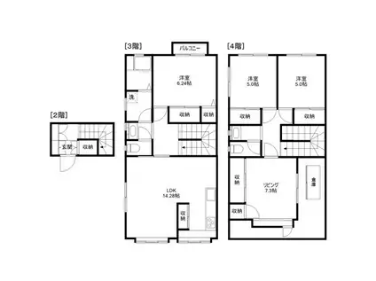 山崎ビル(4LDK/3階)の間取り写真