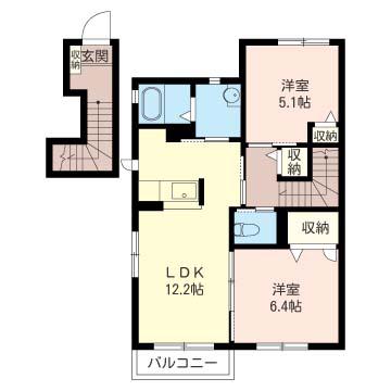 ボナール ハイム(2LDK/2階)の間取り写真