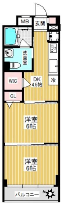 市川ファミリー第一マンション(2DK/6階)の間取り写真