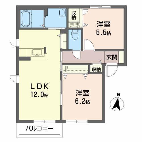 パシフィックハイム(2LDK/1階)の間取り写真