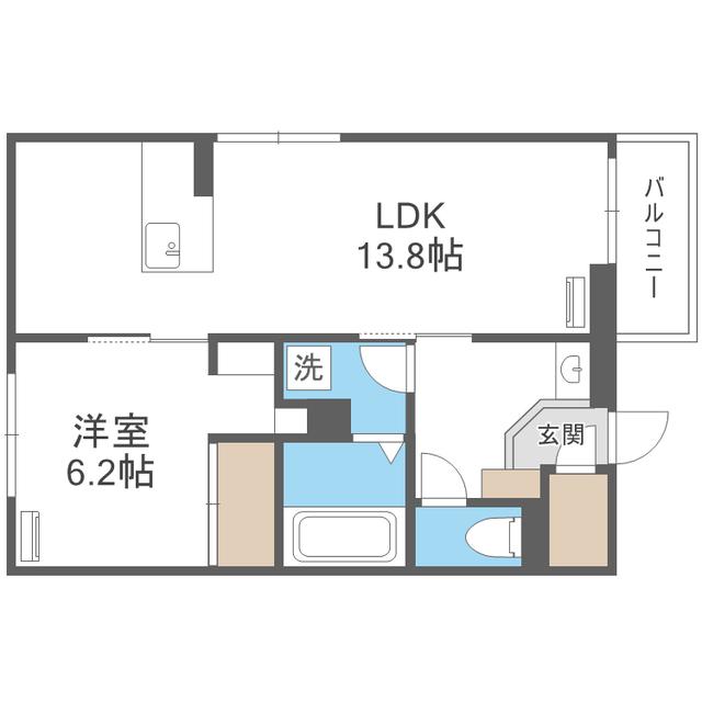 プランドゥブレ西新(1LDK/2階)の間取り写真